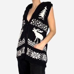 Coldwater Creek style moose sweater winter sleeveless - size XL